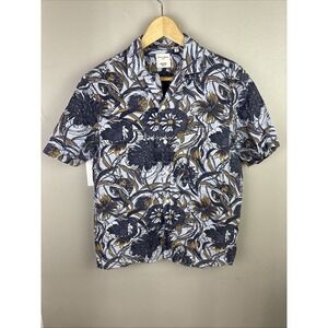 Baird McNutt Linen Short Sleeve Shirt Size Medium Floral Print Slim Fit Murano